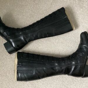 Elegant Black Leather Over the Knee Boots